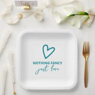 Nothing Fancy Just Love Retro 70s Wedding Paper Plate
