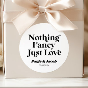 Nothing Fancy Just Love Retro Casual Wedding Classic Round Sticker