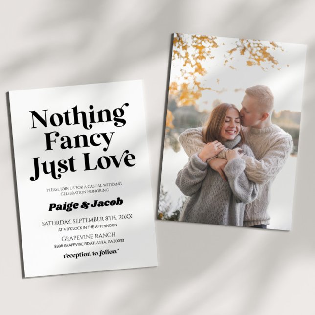 Nothing Fancy Just Love Retro Casual Wedding Invitation (Creator Uploaded)