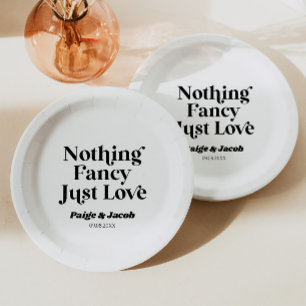 Nothing Fancy Just Love Retro Casual Wedding Paper Plate