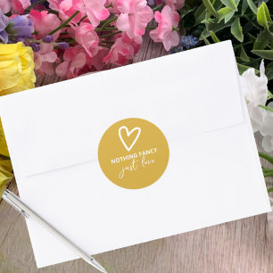 Nothing Fancy Just Love Retro Wedding Classic Round Sticker