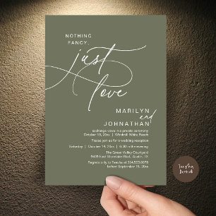 Nothing Fancy, Just Love, Romantic Wedding Dinner Invitation