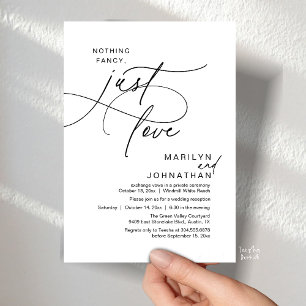 Nothing Fancy, Just Love, Romantic Wedding Dinner Invitation