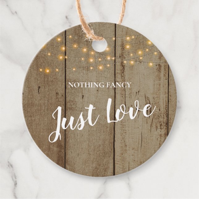 Nothing Fancy Just Love Rustic Country Wedding Favour Tags (Front)