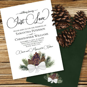 Nothing Fancy Just Love Rustic Pinecones Wedding Invitation