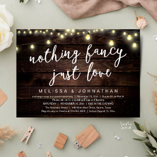 Nothing Fancy Just Love Rustic String Lights Invitation