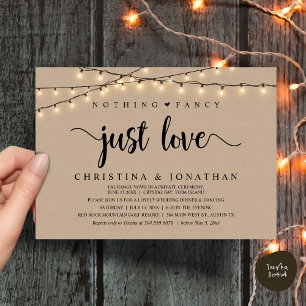 Nothing Fancy Just Love, Rustic Wedding Dinner Invitation