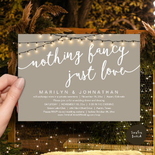 Nothing Fancy, Just Love, Rustic Wedding Dinner Invitation