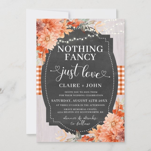 Nothing Fancy Just Love Rustic Wedding Invitation (Front)