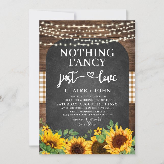 Nothing Fancy Just Love Rustic Wedding Invitation (Front)