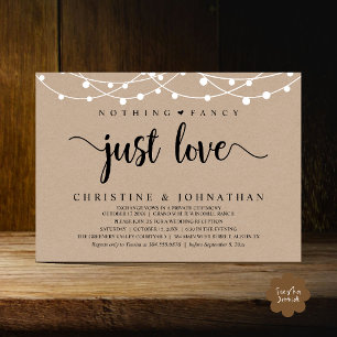 Nothing Fancy Just Love, Rustic Wedding Reception Invitation