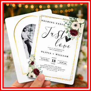 Nothing Fancy Just Love Sage Green PHOTO Wedding  Invitation