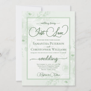 Nothing Fancy Just Love Sage Peonies Boho Wedding Invitation
