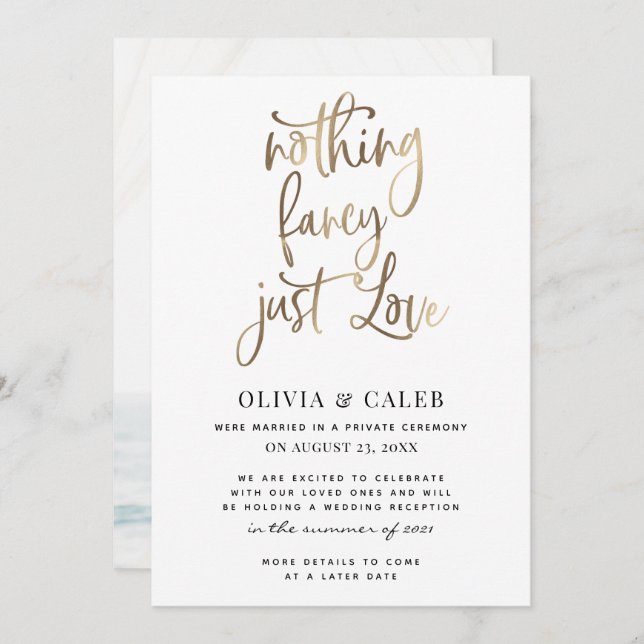 Nothing Fancy Just Love Save the Reception Date Invitation (Front/Back)