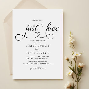 Nothing Fancy Just Love Script Heart Wedding Invitation