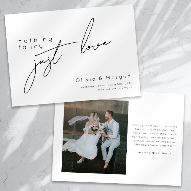Nothing Fancy Just Love Script Photo Wedding Announcement (Creator Uploaded)