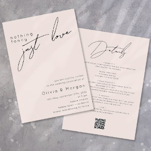 Nothing Fancy Just Love Script QR Code Wedding Invitation