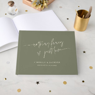 Nothing Fancy Just Love Script Sage Green Wedding Guest Book
