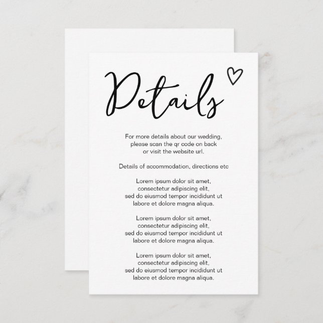 Nothing Fancy Just Love Simple QR Code Enclosure Card (Front/Back)