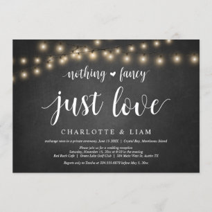 Nothing Fancy, Just Love, String Light, Elopement Invitation