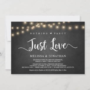 Nothing Fancy, Just Love, String Lights Elopement  Invitation