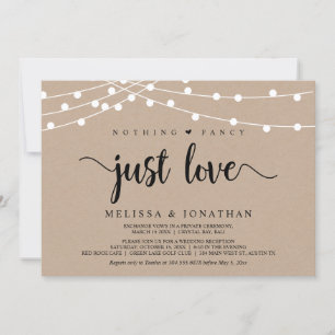 Nothing Fancy, Just Love, String Lights Elopement Invitation