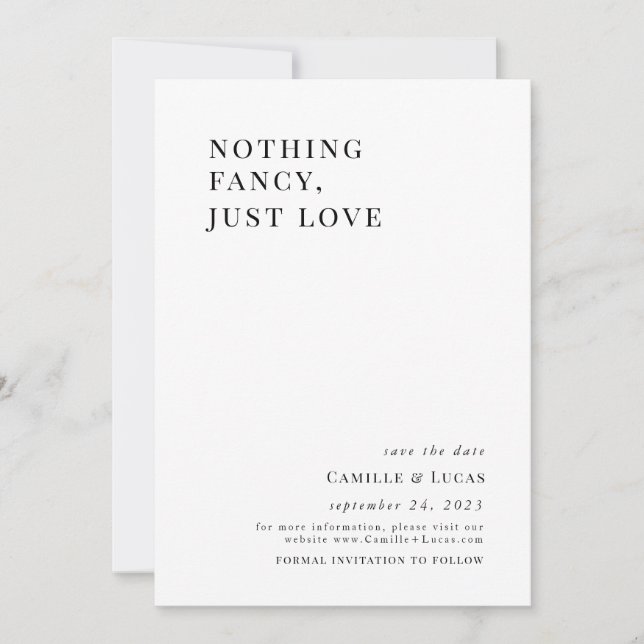 Nothing fancy just love stylish Wedding Invitation (Front)