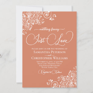 Nothing Fancy Just Love Terracotta Coral Wedding Invitation