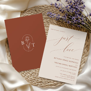 Nothing Fancy Just Love Terracotta Wedding Script Invitation