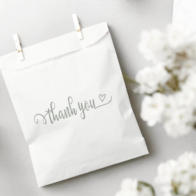 Nothing Fancy Just Love Thank You Favour Bags (Nothing Fancy Just Love Thank You Favor Bags from Ricaso. Sage green typography and love heart)