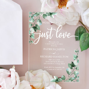 Nothing Fancy Just Love Wedding Acrylic Invitations