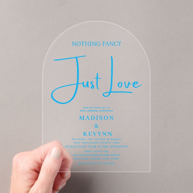 Nothing Fancy Just Love Wedding  Acrylic Invitations (Insitu (Handheld))