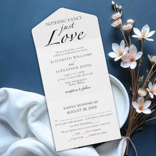Nothing Fancy Just Love   Wedding All In One Invitation
