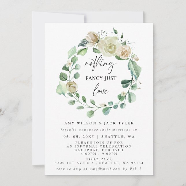 Nothing Fancy Just Love Wedding Announcement   (Front)