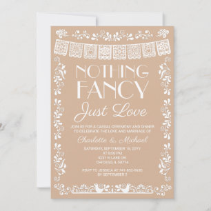 Nothing Fancy Just Love Wedding Beige Invitation