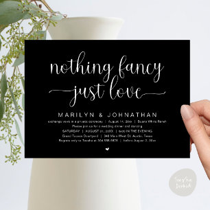 Nothing Fancy, Just Love, Wedding Dinner Dancing Invitation