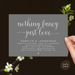 Nothing Fancy, Just Love, Wedding Dinner Dancing Invitation