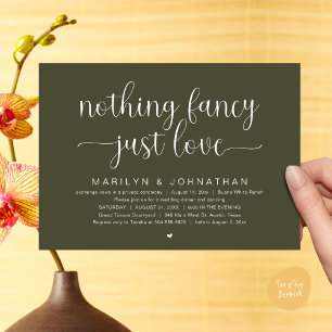 Nothing Fancy, Just Love, Wedding Dinner Dancing Invitation
