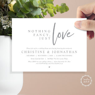 Nothing Fancy, Just Love, Wedding Elopement Dinner Invitation