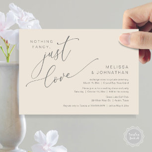 Nothing Fancy, Just Love, Wedding Elopement Dinner Invitation