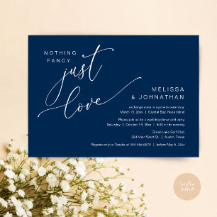 Nothing Fancy, Just Love, Wedding Elopement Dinner Invitation