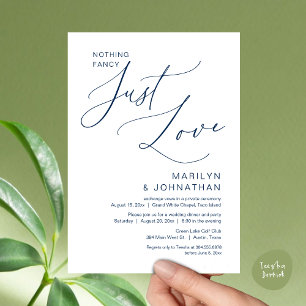 Nothing Fancy, Just Love, Wedding Elopement Dinner Invitation