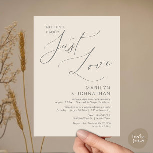 Nothing Fancy, Just Love, Wedding Elopement Dinner Invitation