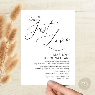 Nothing Fancy, Just Love, Wedding Elopement Dinner Invitation