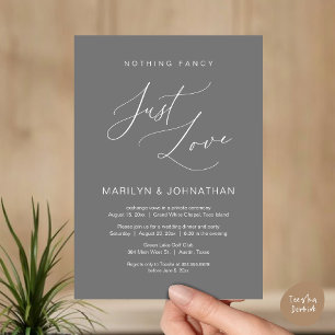 Nothing Fancy, Just Love, Wedding Elopement Dinner Invitation