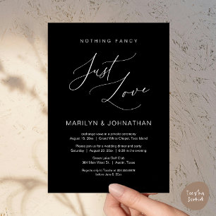 Nothing Fancy, Just Love, Wedding Elopement Dinner Invitation