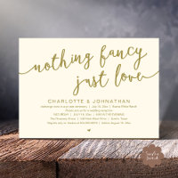 Nothing Fancy, Just Love, Wedding Elopement Party