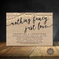 Nothing Fancy, Just Love, Wedding Elopement Party