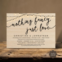 Nothing Fancy, Just Love, Wedding Elopement Party