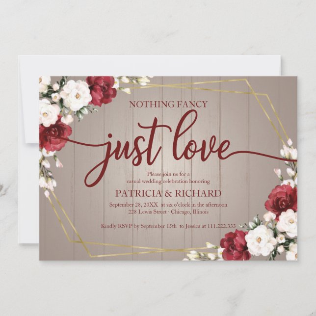 Nothing Fancy Just Love Wedding Geometric Rustic   Invitation (Front)